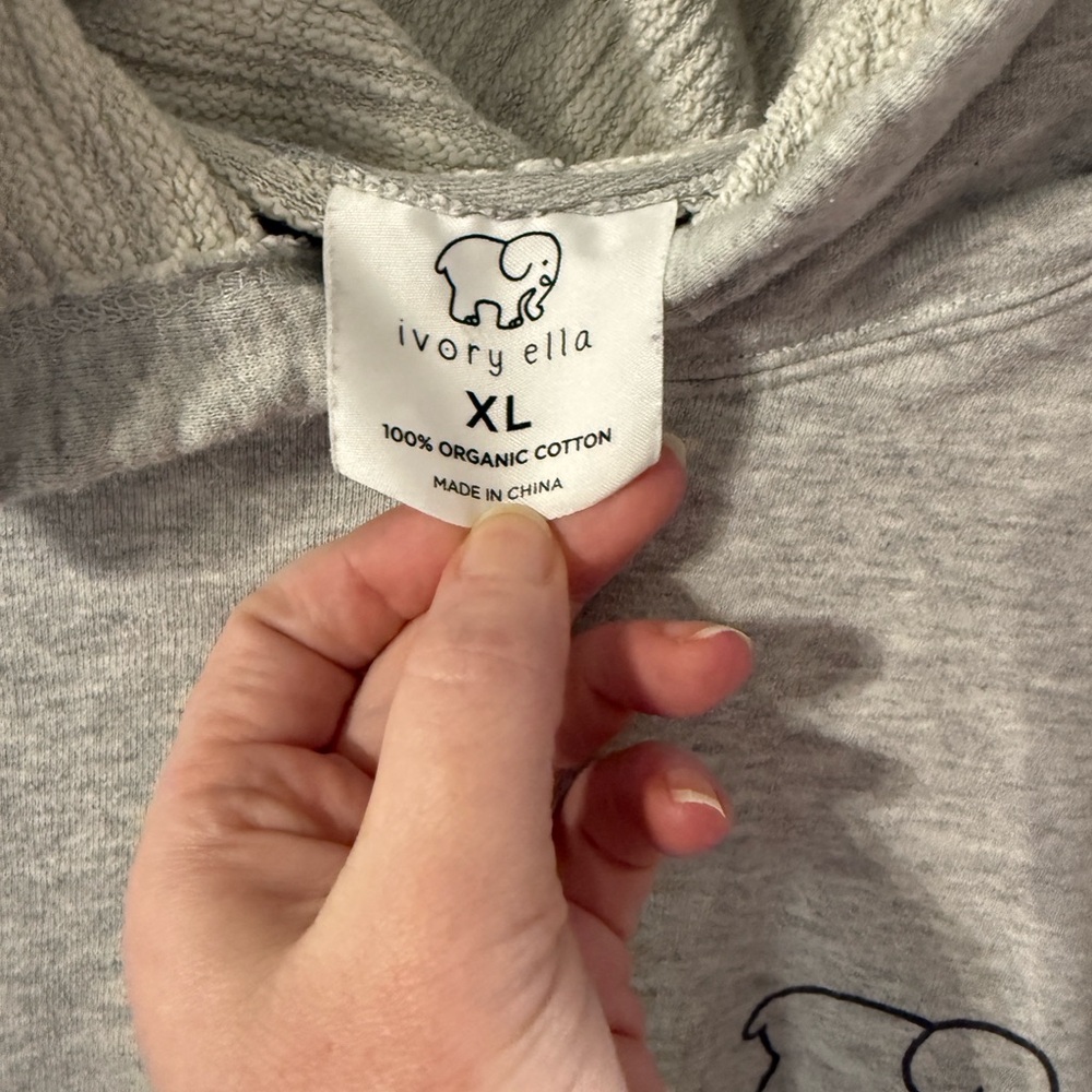 Ivory Ella Heather Gray Hoodie with Elephant Logo - Picture 2 of 3